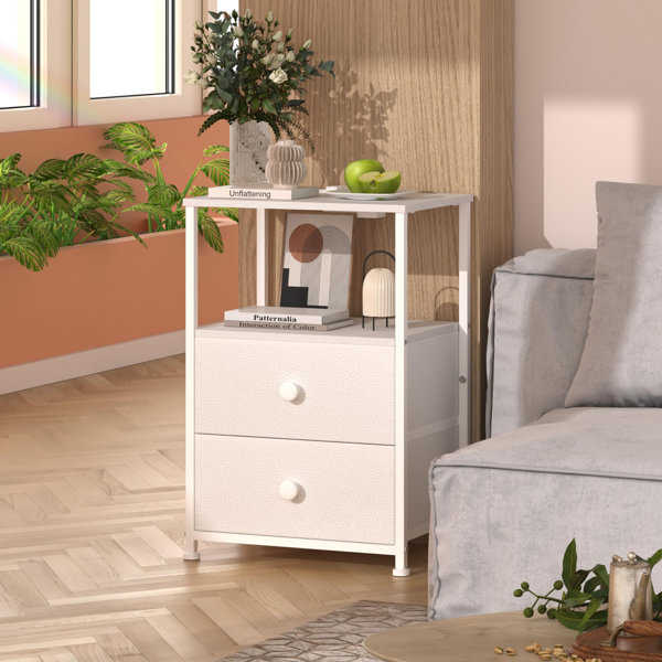 Ivy Bronx Sofa End Tables With Charging Station LED Light Nightstand